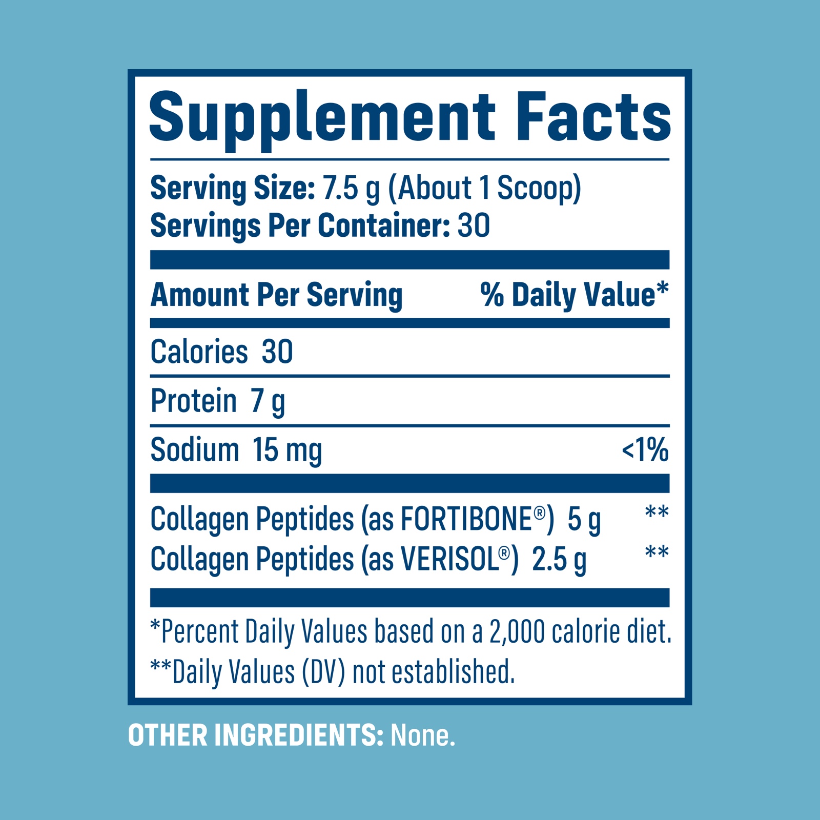 NativePath Bone Health Collagen Supplement Facts panel